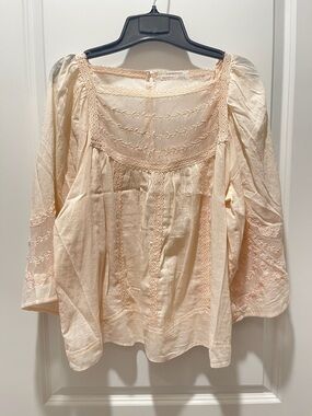 Anthropologie Peach Valentia Peasant Bell Sleeve